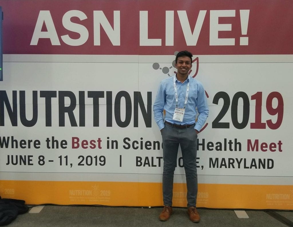 Vineeth at Nutrition 2019, where he presented his research.